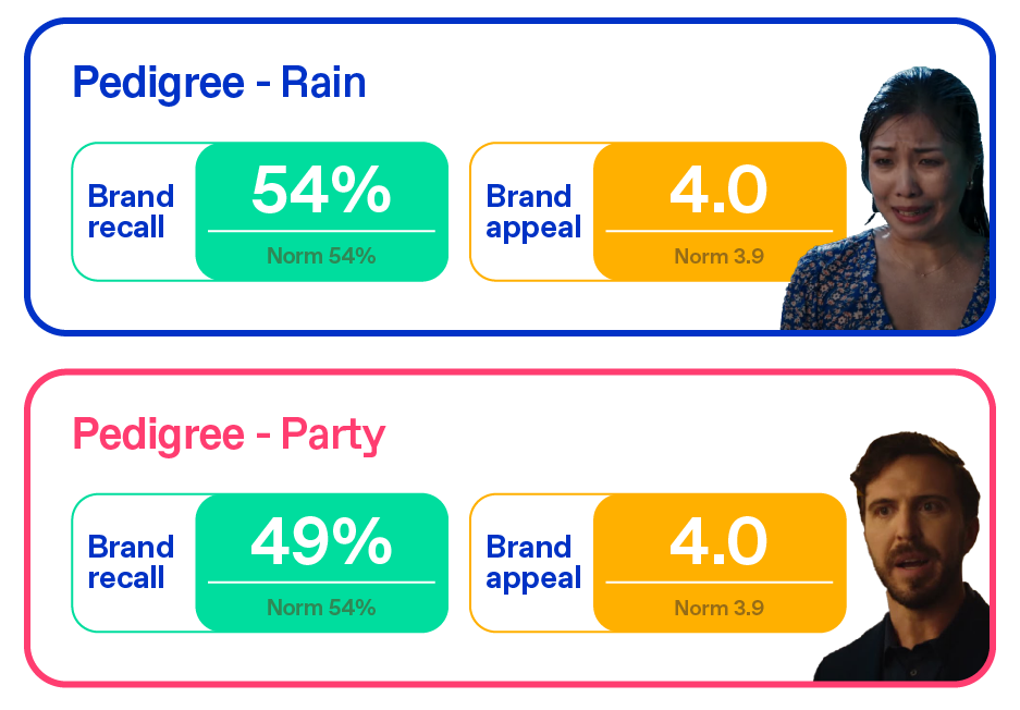 Pedigree ads brand recall charts