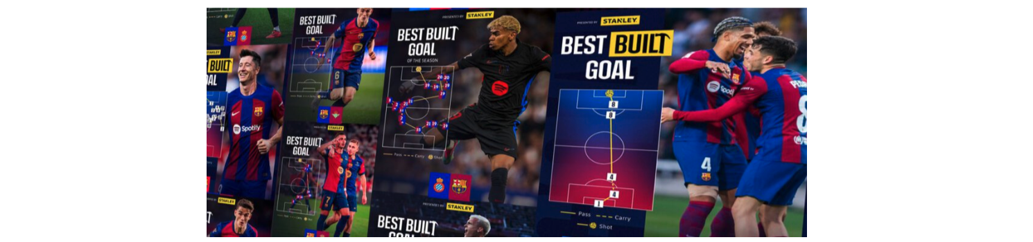 Collage of different graphics of the best goal. 