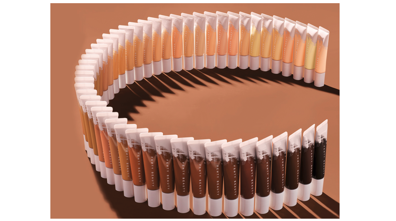 Fenty’s line up of 40+ foundation shades. 