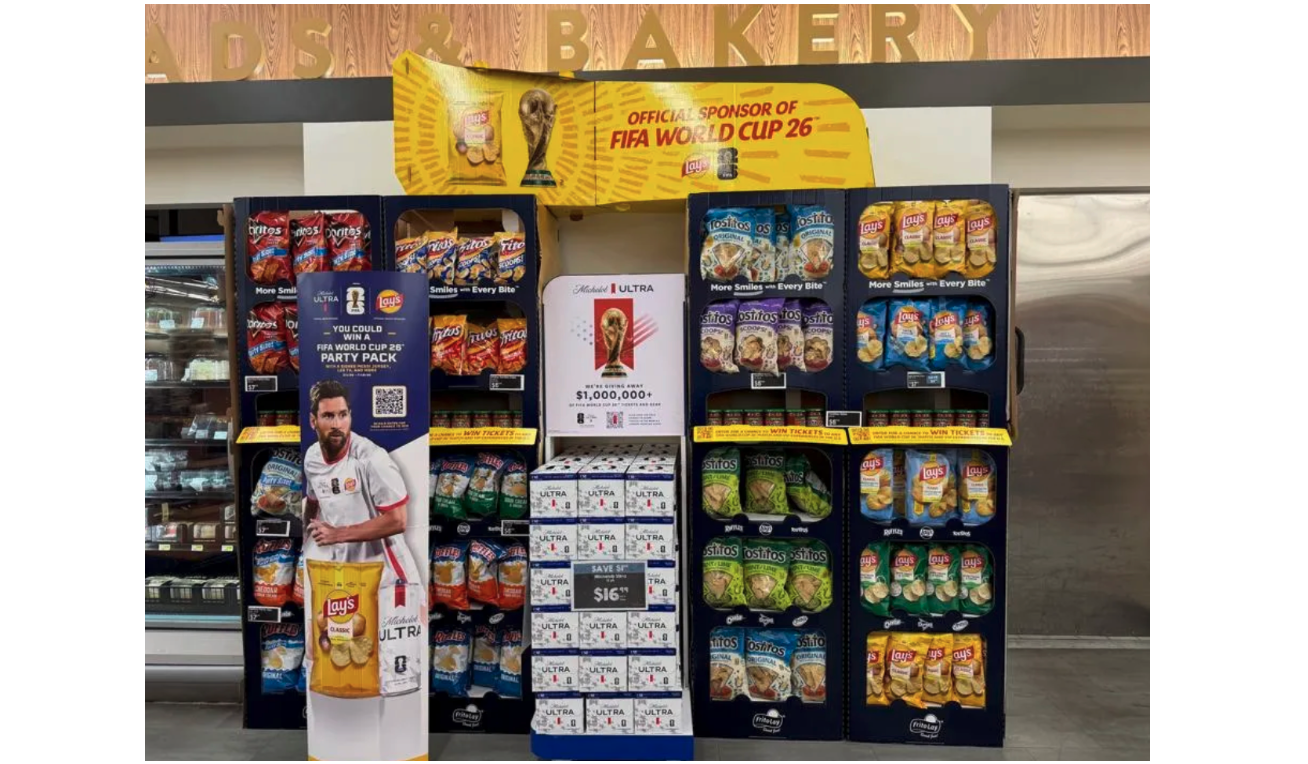 Retail display featuring tournament branding.