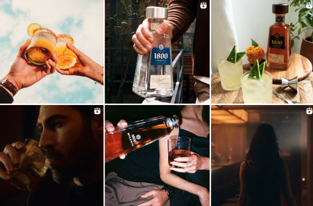 Instagram grid bottles of 1800 Tequila