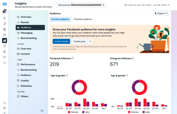 Facebook Meta platform view