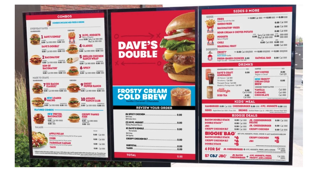 Wendy’s menu outside drive-thru 