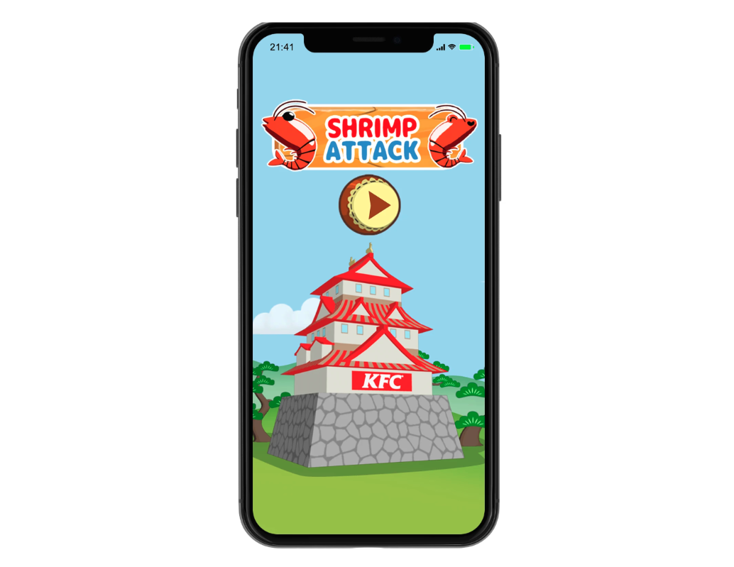 KFC Japan Shrimp Attack on mobile phone