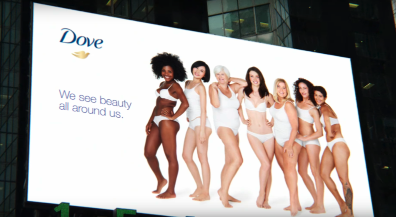 Dove Real Beauty campaign billboard showing real women