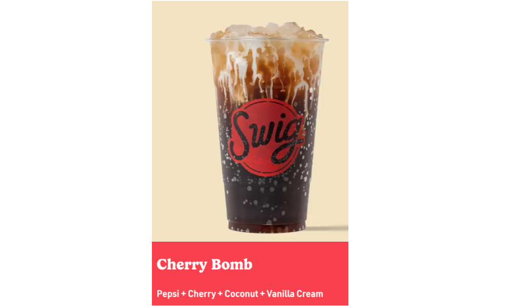 Cherry Bomb dirty soda and ingredients. 