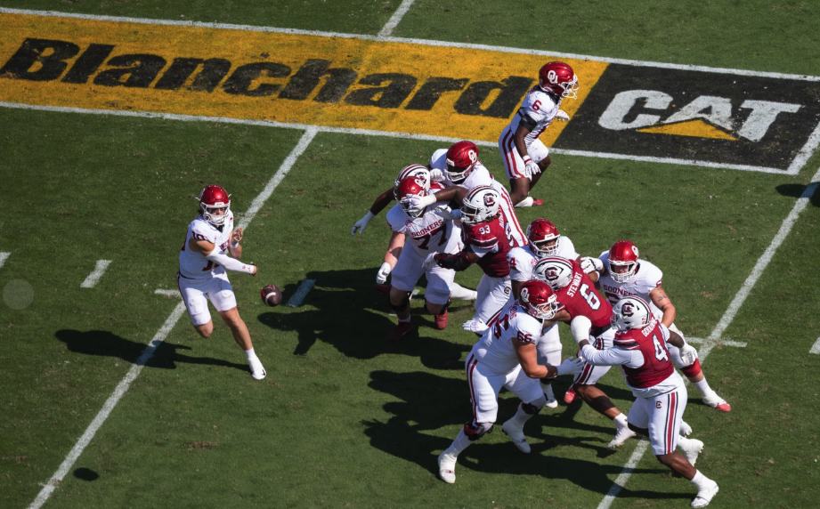 50-yard line ad on college football field 