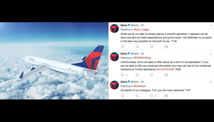 Delta Airlines fast response on social media