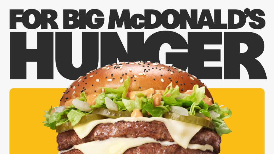 image of new McDonald’s burger the Big Arch in a close up with the words “for big McDonald’s hunger”